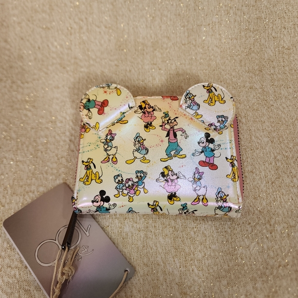 Loungefly Disney 100th AOP Mickey & Friends Iridescent Zip Around Wallet NEW - Picture 5 of 12